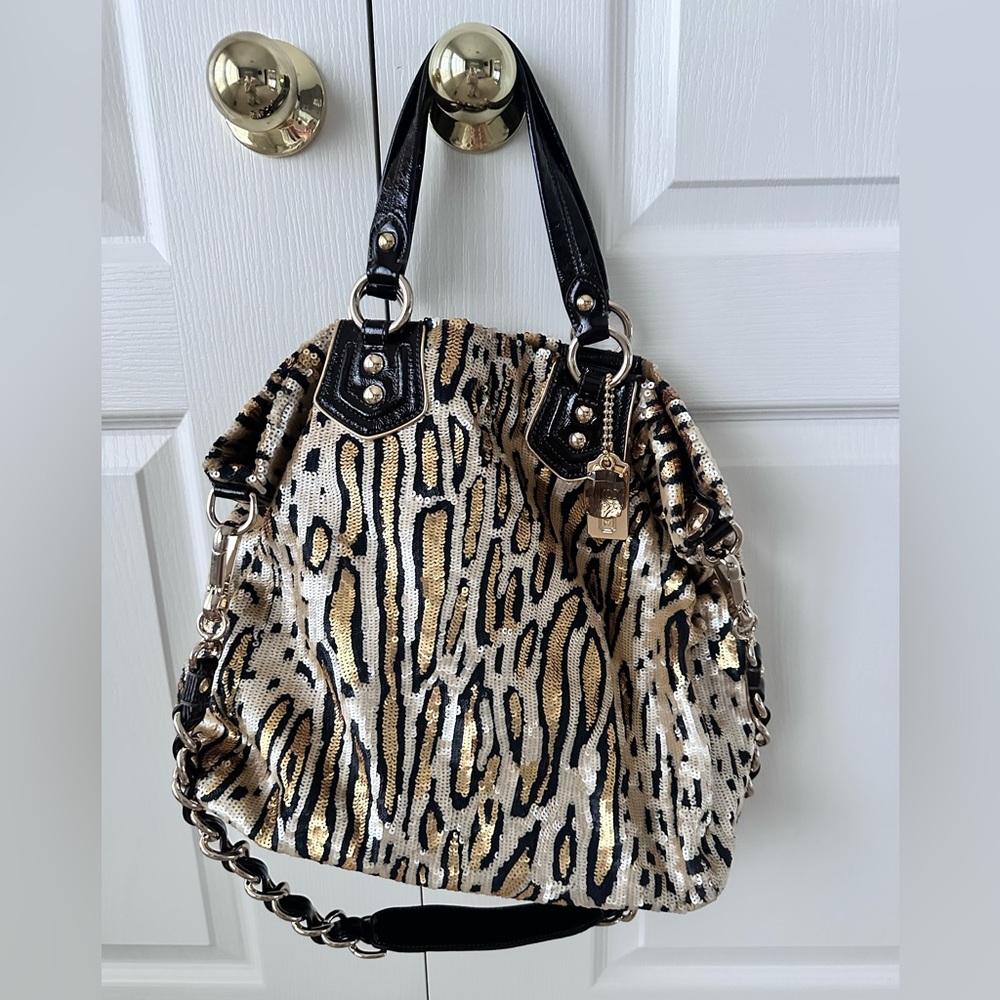 Authentic Coach Limited Edition Sequin Tote (animal print)
